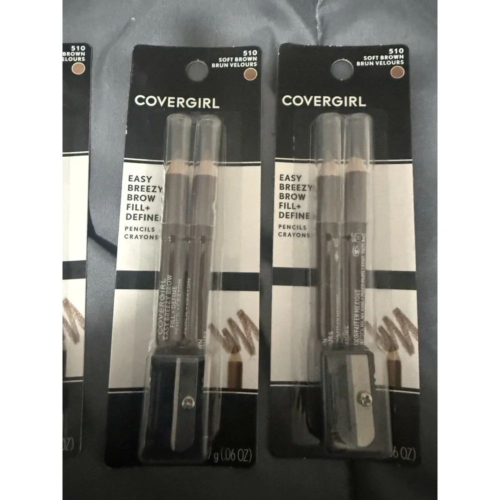 3 CoverGirl Soft Brown Brow Fill & Define Pencil w/Sharpener #510 Blendable New